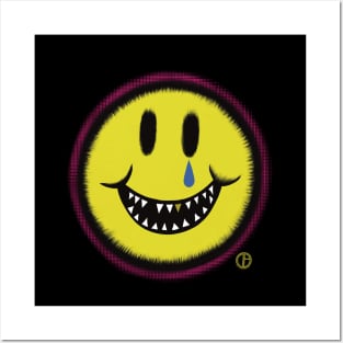 Sunny Smiley Face Tear Fangs Gold Tooth Posters and Art